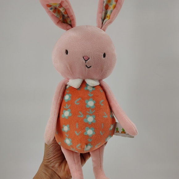 Bunnies By The Bay 14" Pink Rabbit Plush Doll Orange Dress Baby Cuddle Toy - Picture 1 of 10